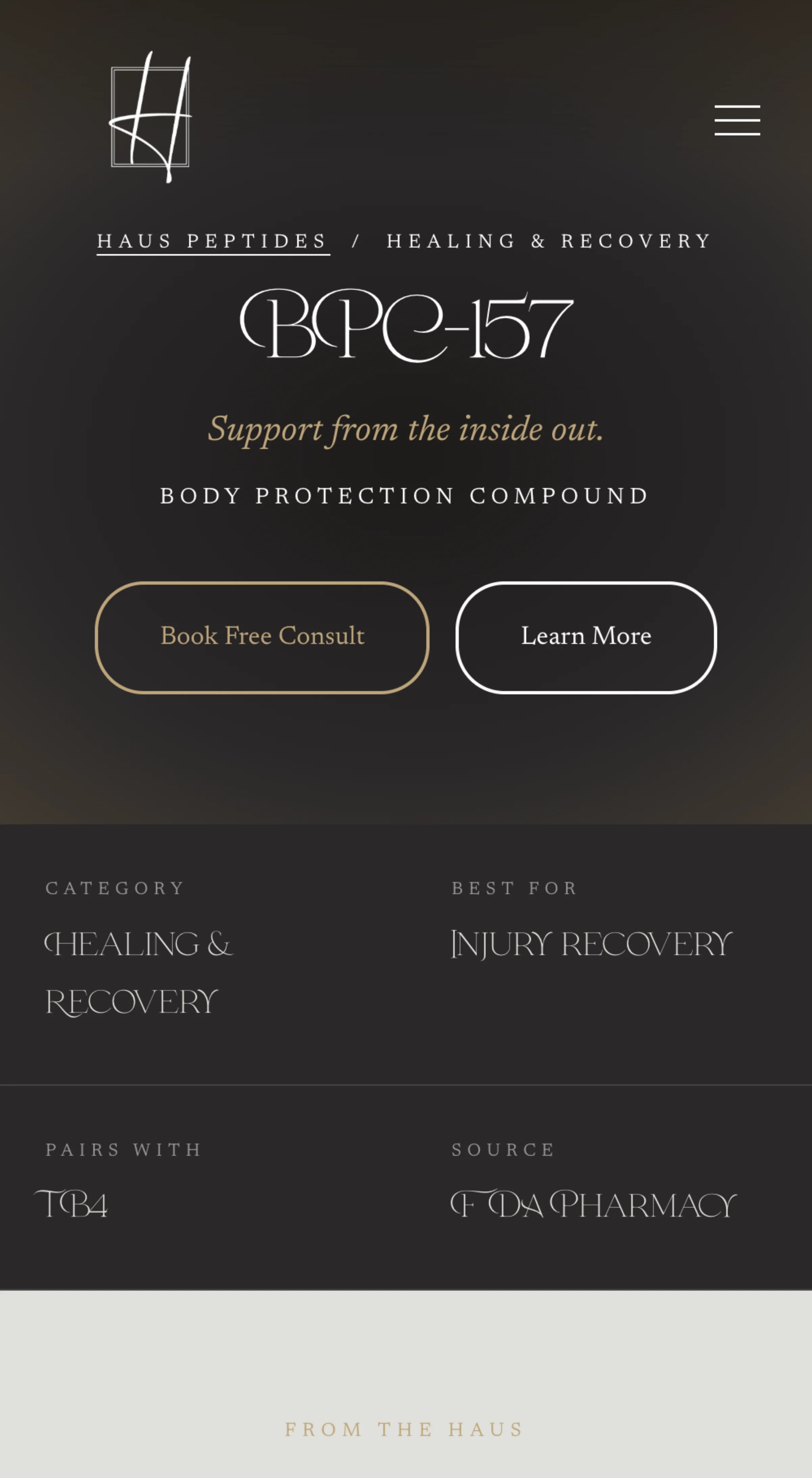 Haus of Revival — mobile peptide detail